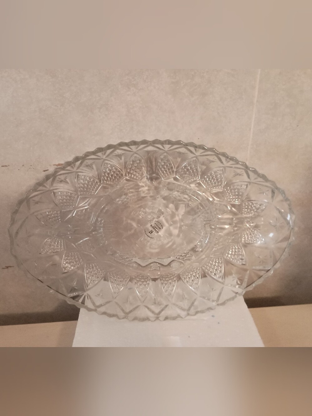 New! Beautiful 5 Section Crystal Glass Oval Platter
